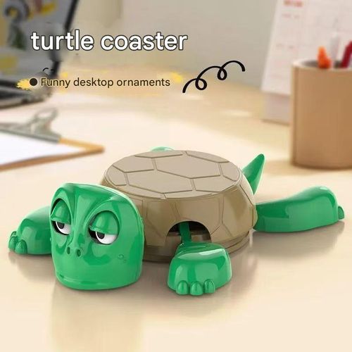 Whimsical Pop-Eye Turtle Coaster - Interactive Press & Surprise Eyes | Hilarious Desk Toy w  Green Googly-Eyed Fun