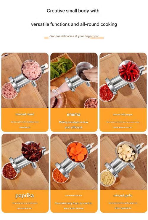 Manual Meat Grinder (Aluminum Alloy) - Multi-Functional Household Food Processor | Efficient Hand-Cranked Tool for Noodle Pressing, Sausage Stuffer & Flour Grinding