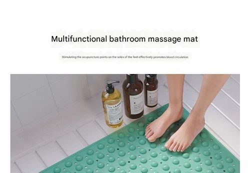 Green Bathroom Anti-Slip Mat - Extra-Thick Shower Safety Mat with Suction Cups | Soothing Massaging Foot Pad with Built-In Brushes for Bathing