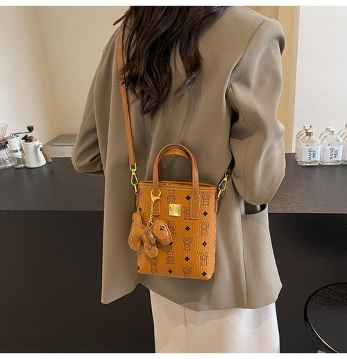 2025 New Trendy Brown Phone Bag for Women - Luxe Top-Handle Bucket Bag | Vintage Monogram Crossbody Bag with High-End Vibe