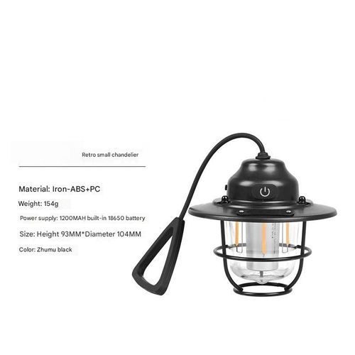 Black Pine Cone Camping Lantern - Portable 4-Level Dimmable Lantern with Long Battery Life | Retro Handheld Hanging Lamp, Waterproof Emergency Tent Light for Camping