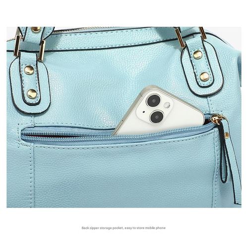 2025 New Blue PU Leather Women's Boston Bag - Trendy and Versatile | Pillow-Shaped Tote, Can Be Used as a Shoulder Bag or Crossbody Bag