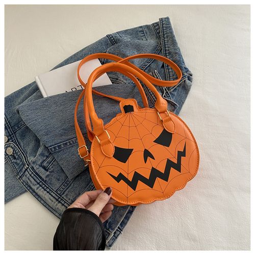 2025 New Halloween Pumpkin Bag - Creative Fashion Contrast Color Mini Round Shoulder Bag for Women | Quirky Cute Design, Stylish Minimalist Single-Shoulder Purse