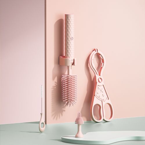 AutoSpin Pro Bottle Brush - Motorized 360° Rotating Head w| FDA Silicone Bristles | Deep-Clean Nipples & Bottles (Blush Pink)