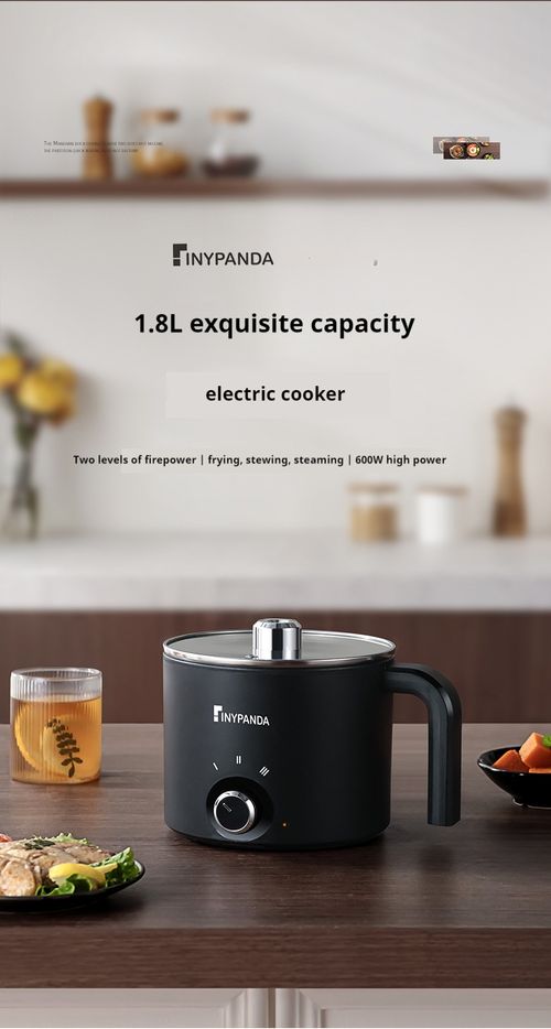 Classic Black All-in-One Electric Cooker - Multi-Functional Small Electric Pot for Single Servings | Low-Power Hot Pot for Instant Noodles, Stir-Frying & Wax Melting