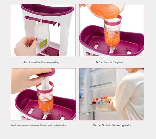2025 New Kids Fruit Puree Squeezer - Portable Home Kitchen Food Dispenser for Babies and Adults | Manual Food Storage Bag Filler with 10 Reusable Bags