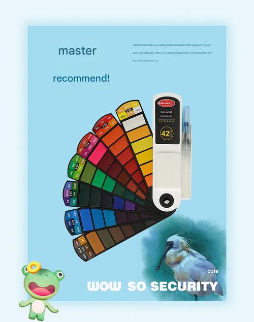 42-Color Watercolor Paint Set - Portable Fan-Shaped Solid Watercolor Kit | Ideal for Beginners (Gouache Included)