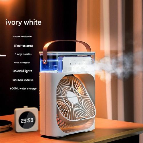 Smart Desktop Misting Fan - 3 Wind Modes, Fragrance Diffuser & Open-Tank Design for Easy Refill or Cleaning