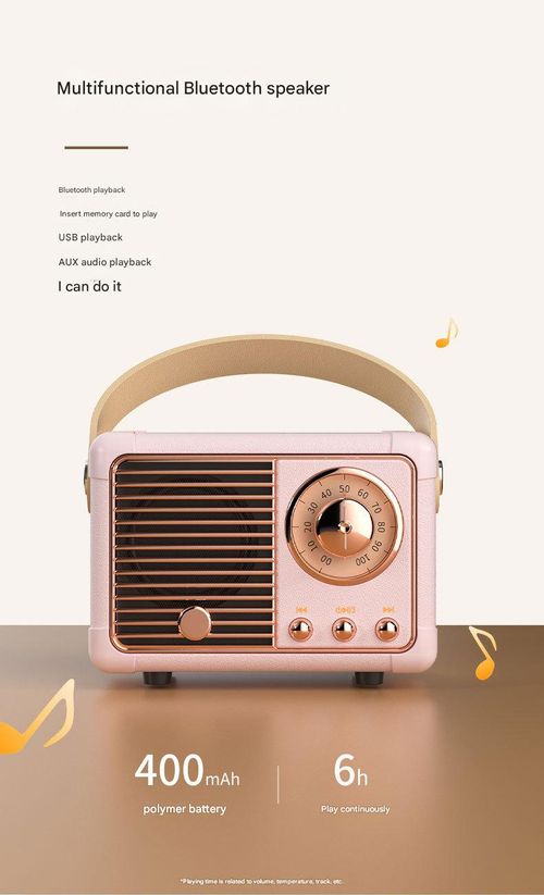 Pink Mini Retro Bluetooth Speaker - Portable Wireless Speaker with FM Radio | USB | TF Card