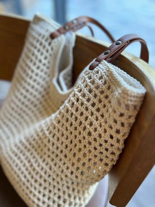 2025 Fashion Knit Tote Bag – Large Zippered Design for Beach, Office & Daily Use