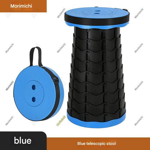 Blue Folding Telescopic Fishing Stool - Portable Plastic Adjustable Seat with Handle | Outdoor Gear for Camping, Fishing & Vendor Use