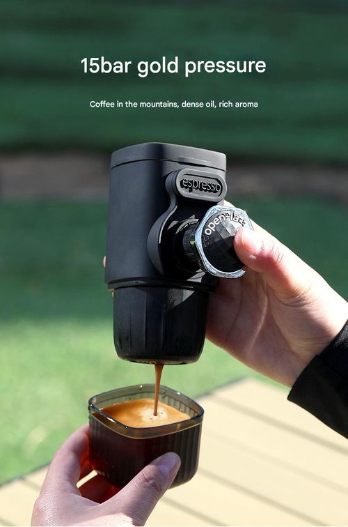 Black Portable Hand Press Espresso Machine - Compact and Portable, Compatible with Capsule Coffee | Manual Coffee Machine for Home, Travel and Outdoors