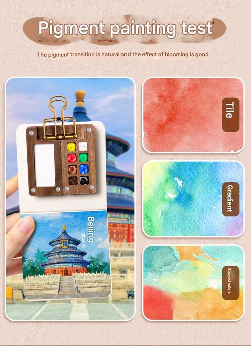 Mini 8-Well Watercolor Paint Set in Walnut Wood Case - Portable Sketchbook & Palette Combo | Creative Travel Painting Kit, Perfect for On-the-Go Sketching