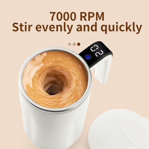 White 380ml Automatic Stirring Cup - Electric Portable Coffee & Smoothie Mug | Fitness-Specific Protein Shaker with Auto-Mix Function for Home Use