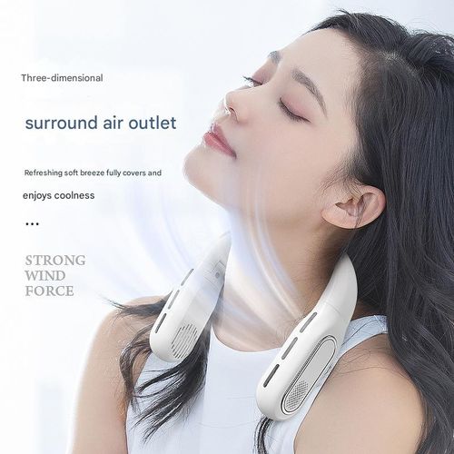 Portable Foldable Bladeless Neck Fan - White 2025 | Quiet Hands-Free Cooling w| Digital Display & Long-Lasting Battery for Outdoor|Travel