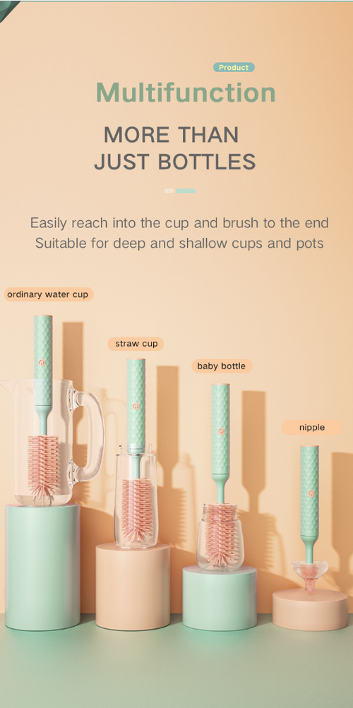 AutoSpin Pro Bottle Brush - Motorized 360° Rotating Head w| FDA Silicone Bristles | Deep-Clean Nipples & Bottles (Blush Pink)
