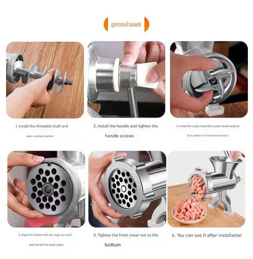 Manual Meat Grinder (Aluminum Alloy) - Multi-Functional Household Food Processor | Efficient Hand-Cranked Tool for Noodle Pressing, Sausage Stuffer & Flour Grinding