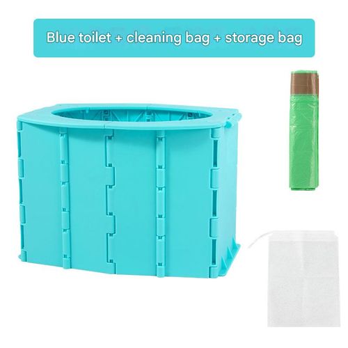 Collapsible Travel Potty  - Portable Car Toilet Emergency Kit with Splash-Proof Design, Foldable Commode for Road Trips & Camping (Sky Blue)