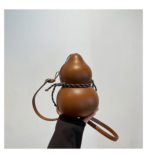 2025 Spring New Arrival Brown Gourd-Shaped Women's Bag - Creative Fashion Statement Bag | High-End Textured Shoulder & Crossbody Bag