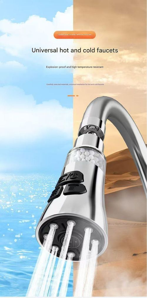 Silver-plated stainless steel granular filter faucet with 360° rotatable multi-function water filter | Kitchen sink splashback and faucet extender | Fits 22mm universal connector for home use