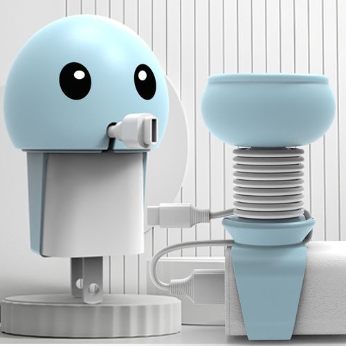 Single-pack blue cartoon-themed data cable storage box, a must-have for home and travel - Creative data cable storage clip, practical solution for anti-entanglement data cable storage