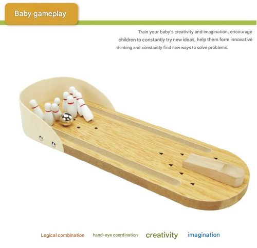 Kids' Wooden Mini Bowling Set - Creative Puzzle Toy for Parent-Child Interaction | Fun Desktop Game for Leisure & Stress Relief, Ingenious Design