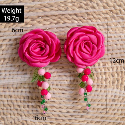 French Romantic Earrings - Elegant 3D Large Floral Tassel Pendants | Versatile Fashion Jewelry for Timeless Style