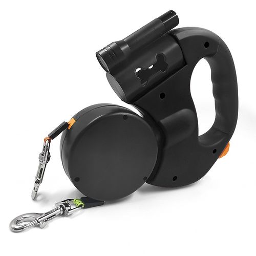 Black version 2-in-1 Retractable Dog Leash | Walk Two Small | Medium Dogs at Once | Dual Lead Tangle-Free Design for Poodles, Pomeranians & More