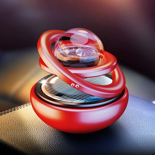 Solar Rotating Car Air Purifying Aromatherapy - Aluminum Alloy Starry Sky Floating Car Decoration | Comes with 8 Free Ocean Fragrance Refill Pads, Suitable for Car Use and Gift Giving