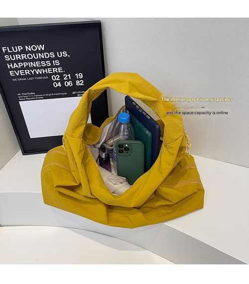 Yellow 2025 New Nylon Tote Bag for Women - Spacious with Multiple Pockets | Oversized Casual Shoulder Bag, Ideal for Shopping, Commuting & Travel