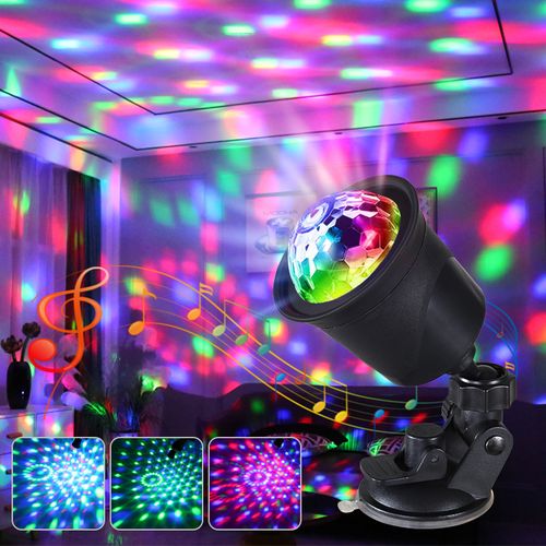 RGB Rotating Crystal Ball Light - Sound Activated & Music Sync for Vibrant Car | Party Atmosphere | USB Powered Dazzling Disco Projector