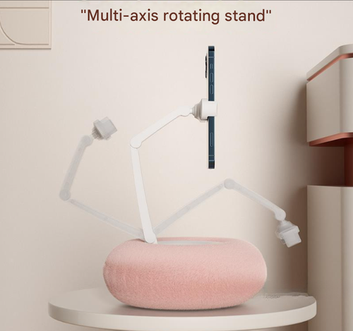Pink Bedside Phone Pillow Stand - Adjustable Bed Mount Holder for Hands-Free Viewing
