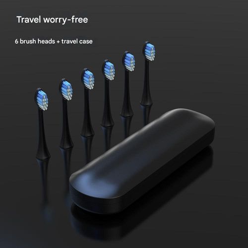 Onyx Black Sonic Toothbrush - AutoSense™ Wireless Charging w | 5 Modes & 6 Brush Heads | IPX7 Waterproof (Set-&-Forget System)