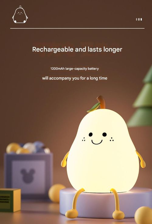 Cartoon Pear-Shaped Night Light - Portable Bedside Sleep Companion | Cute and Creative Bedroom Decor | Three Adjustable Settings | Colorful