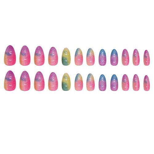 24-PC Cat-Eye Press-On Nails - Glue-On Dreamy Gradient Set w| Damage-Free Removal | Reusable Candy Colors