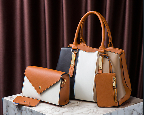 Big price cuts！Chic Color-Block Tote Bag for Women - 2025 4-Piece Convertible Shoulder Bag Set with Detachable Sling