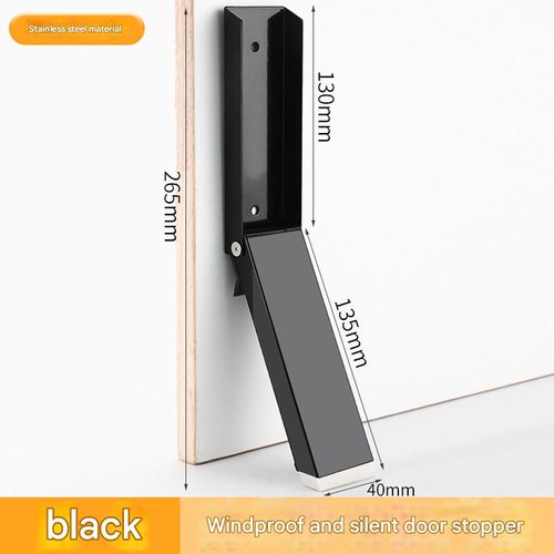 Creative Foldable Door Stopper - No Tools Wall Saver, Auto-Lock for Slamming | Windproof, Matte Black Universal Door Jam (2025 Upgrade)