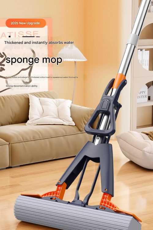 Retractable Sponge Mop for Home Use - 38cm Thickened Super Absorbent Mop | Heavy-Duty Stainless Steel Handle, All-Purpose Cleaning Tool for Floors