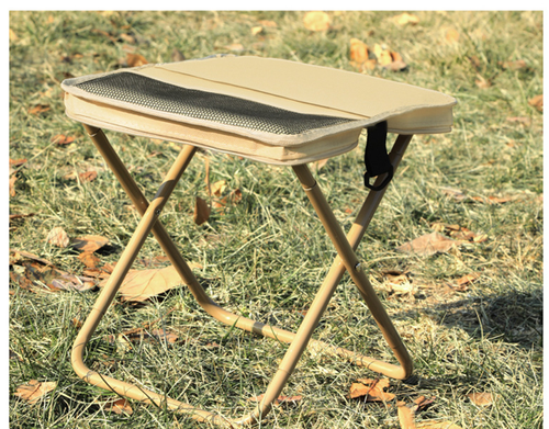 Khaki Instant-Fold Stool - Pocket-Sized Camp Chair w | Carry Strap | Fits in Backpack for Hiking | Fishing | Car (Tactical Portable)