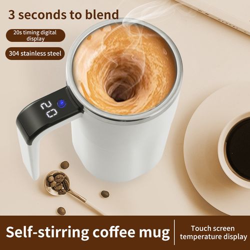 White 380ml Automatic Stirring Cup - Electric Portable Coffee & Smoothie Mug | Fitness-Specific Protein Shaker with Auto-Mix Function for Home Use