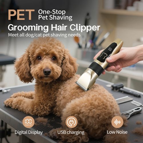 「HydroClean Pet Grooming Kit」- Detachable Blade System & Fully Submersible | IPX7 Washable Clipper