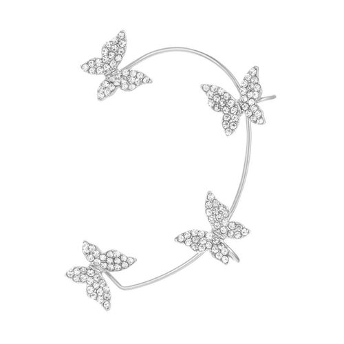 （Left ear only）Dazzling Crystal Butterfly Ear Climber - Silver Ear w  | Diamond-Cut Sparkle | Ethereal Kawaii Vibes
