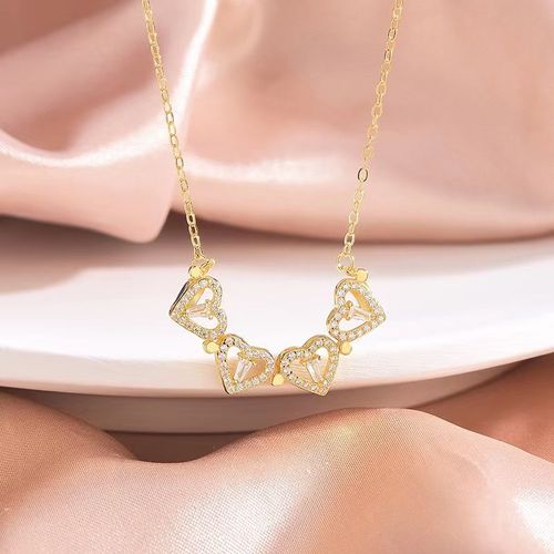 Gold Magnetic Heart & Clover Necklace for Women - 2-Way Wear Design | Versatile Convertible Pendant Necklace