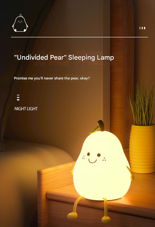 Cartoon Pear-Shaped Night Light - Portable Bedside Sleep Companion | Cute and Creative Bedroom Decor | Three Adjustable Settings | Colorful