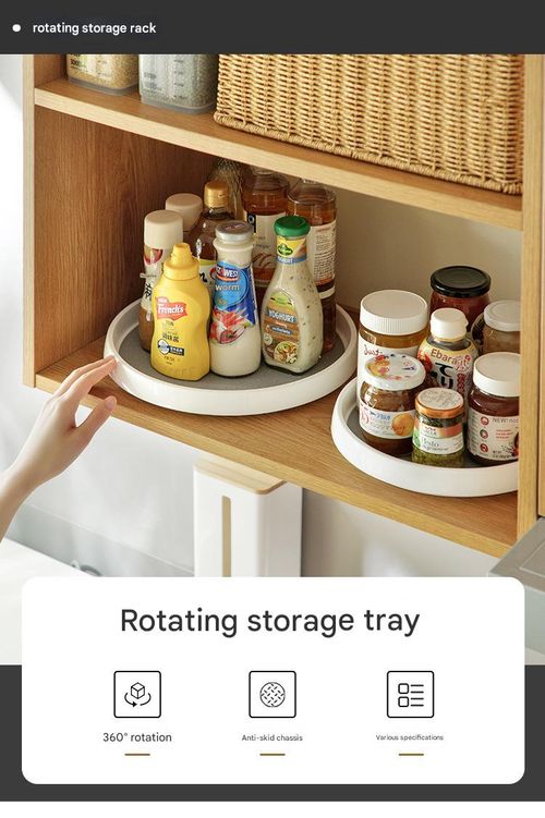 Large Off-White Rotating Spice Rack - Efficient 360° Rotating Kitchen Organizer | Multifunctional Condiment Turntable for Countertops and Portable Storage