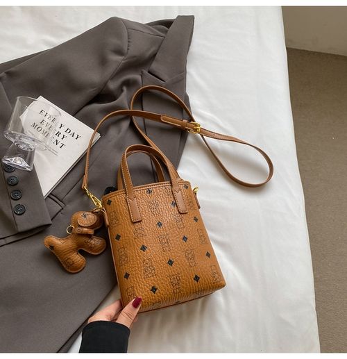 2025 New Trendy Brown Phone Bag for Women - Luxe Top-Handle Bucket Bag | Vintage Monogram Crossbody Bag with High-End Vibe