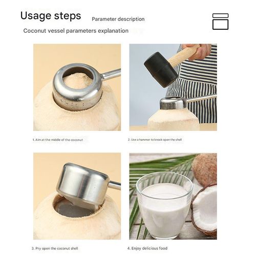 Coconut Opener Tool - Portable Stainless Steel Coconut Shell Cutter for Young Coconuts | Quick Opening & Cutting Tool for Fruits