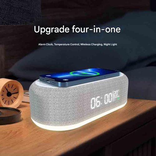 4-in-1 Wireless Charger - Alarm Clock, Thermometer & Night Light Combo | Fast-Charging Wireless Charging Station