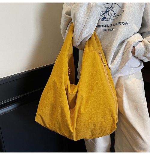 Yellow 2025 New Nylon Tote Bag for Women - Spacious with Multiple Pockets | Oversized Casual Shoulder Bag, Ideal for Shopping, Commuting & Travel