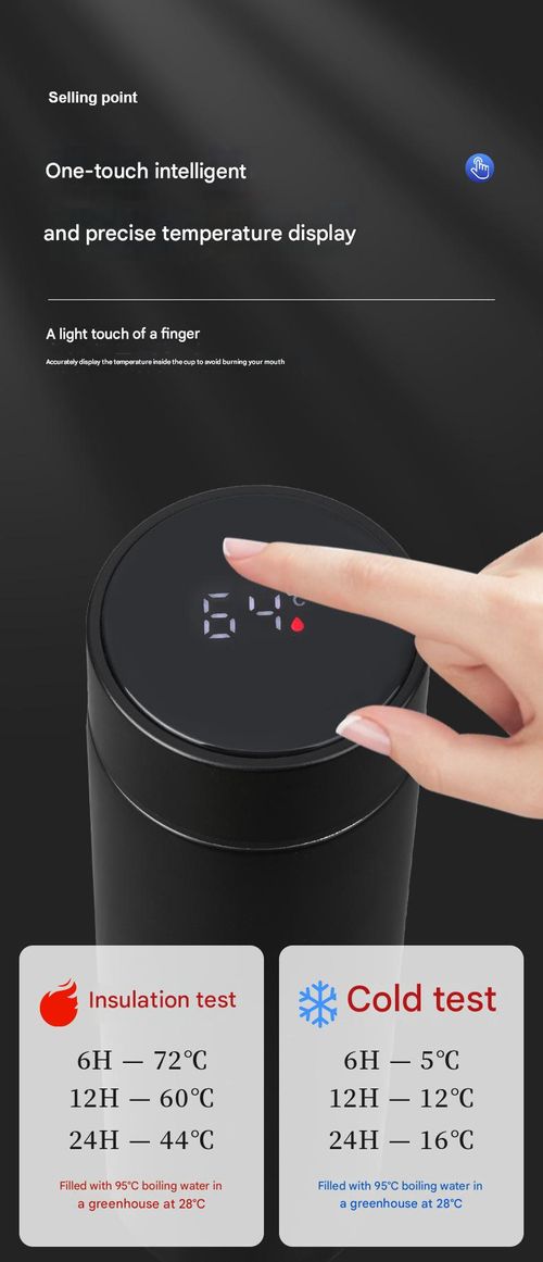 500ml Vacuum Insulated Stainless Steel Water Bottle - Black Digital Temperature Display | Premium insulation with temperature readout, ideal gift idea